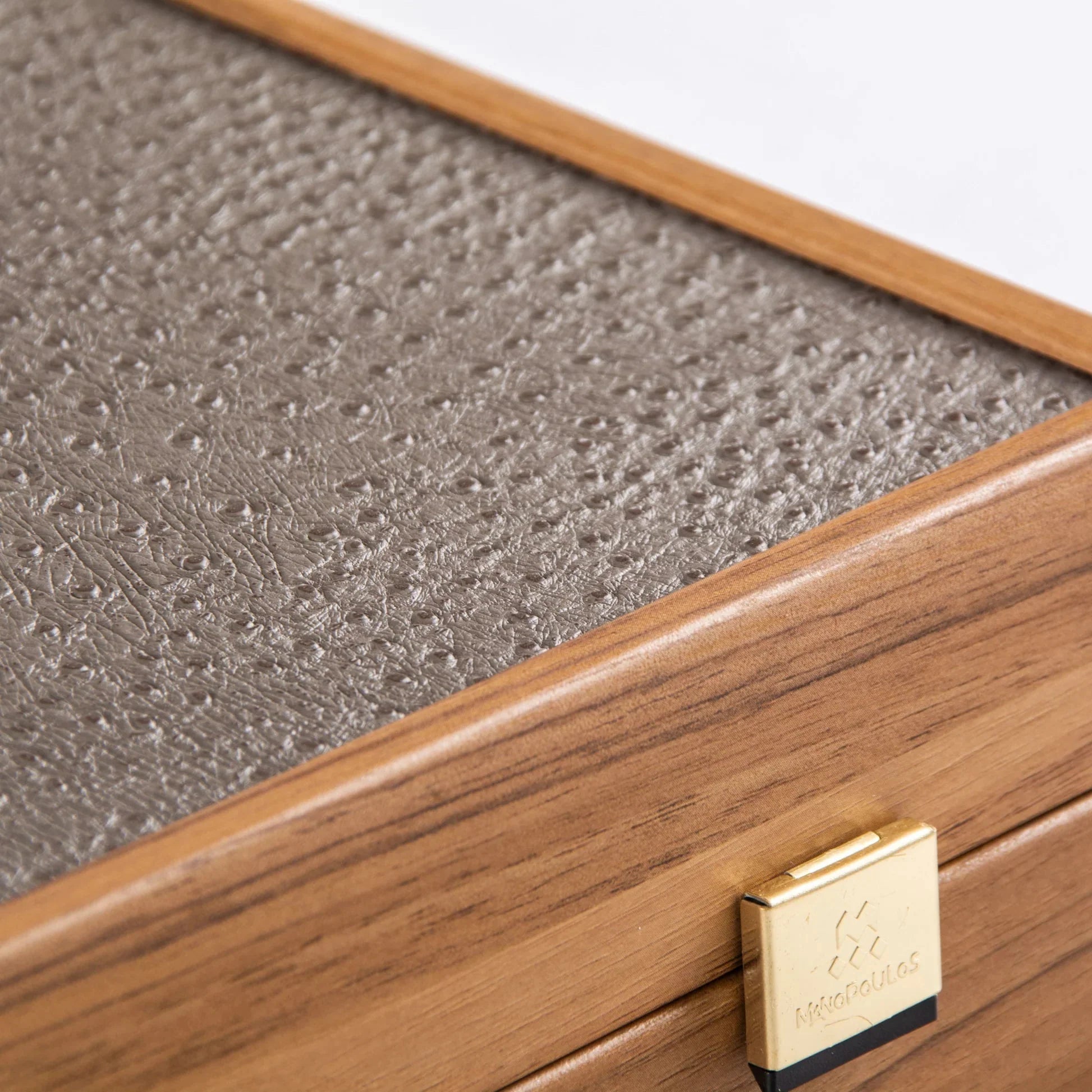 Manopoulos Ostrich-Embossed Leather Backgammon