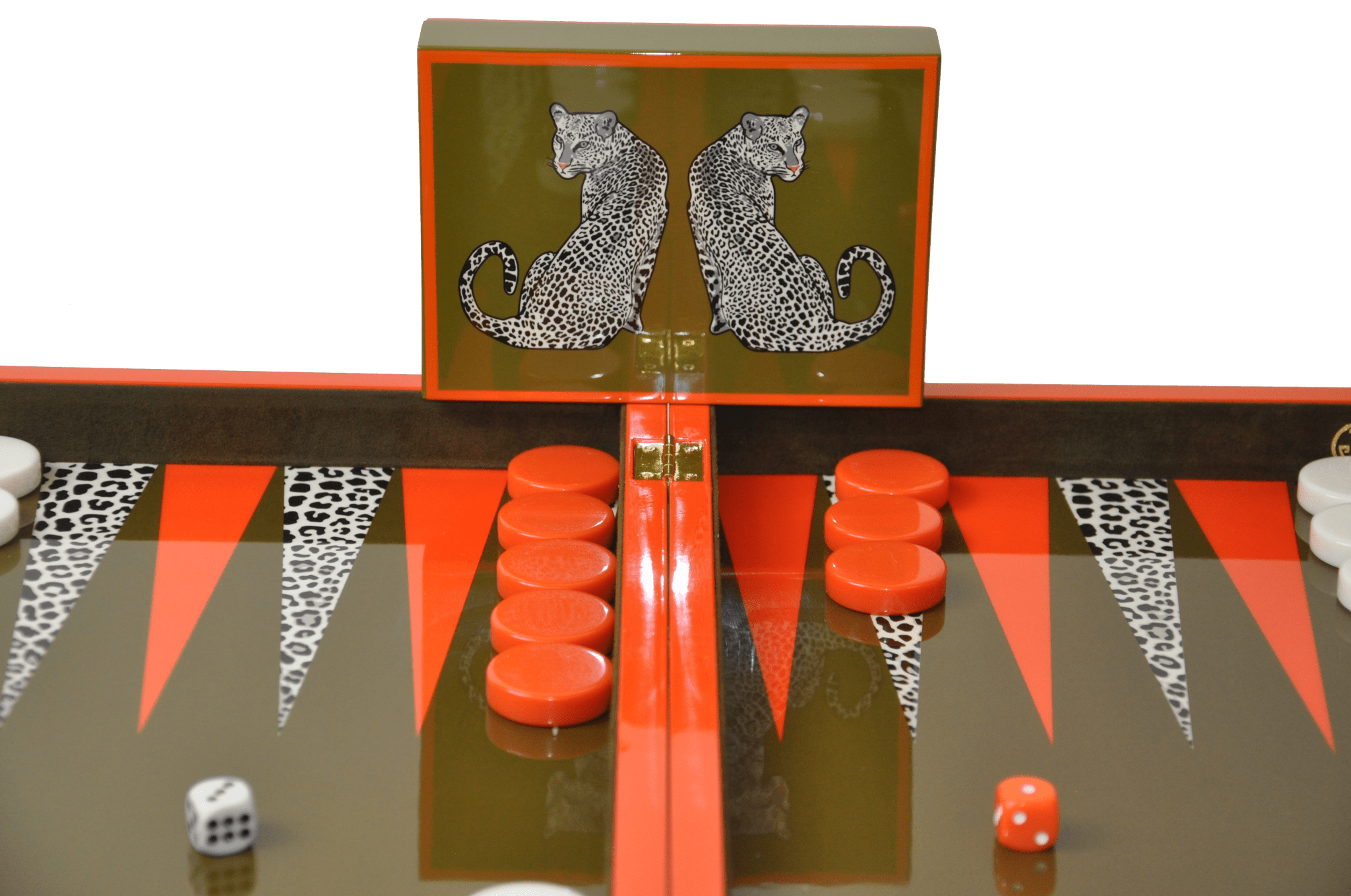 Luxury Lacquered Wood Backgammon - Leopard Finish